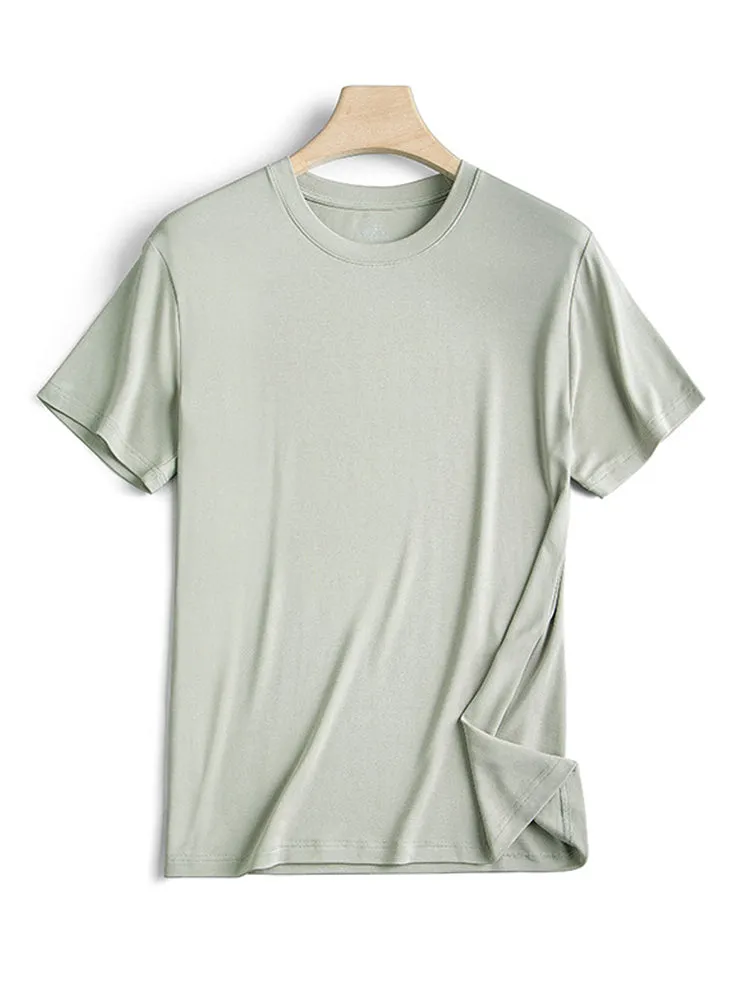 Modal Summer Short Sleeve T-Shirt Men Crew Neck Solid Color Casual Underwear Mens Clothing