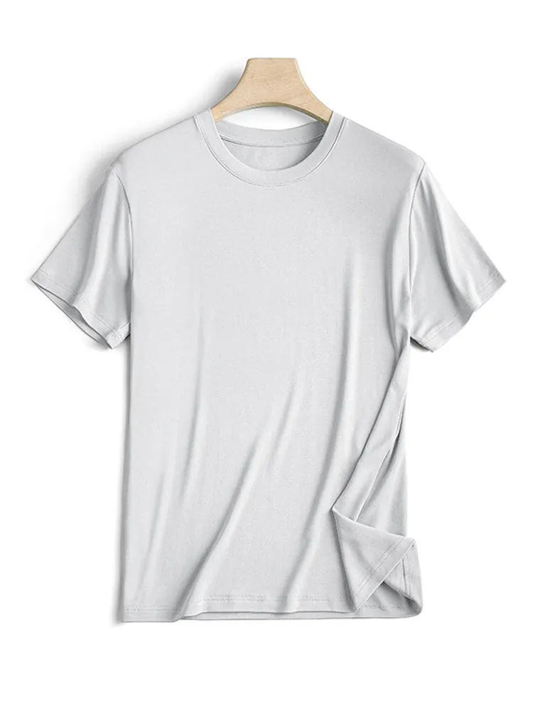 Modal Summer Short Sleeve T-Shirt Men Crew Neck Solid Color Casual Underwear Mens Clothing
