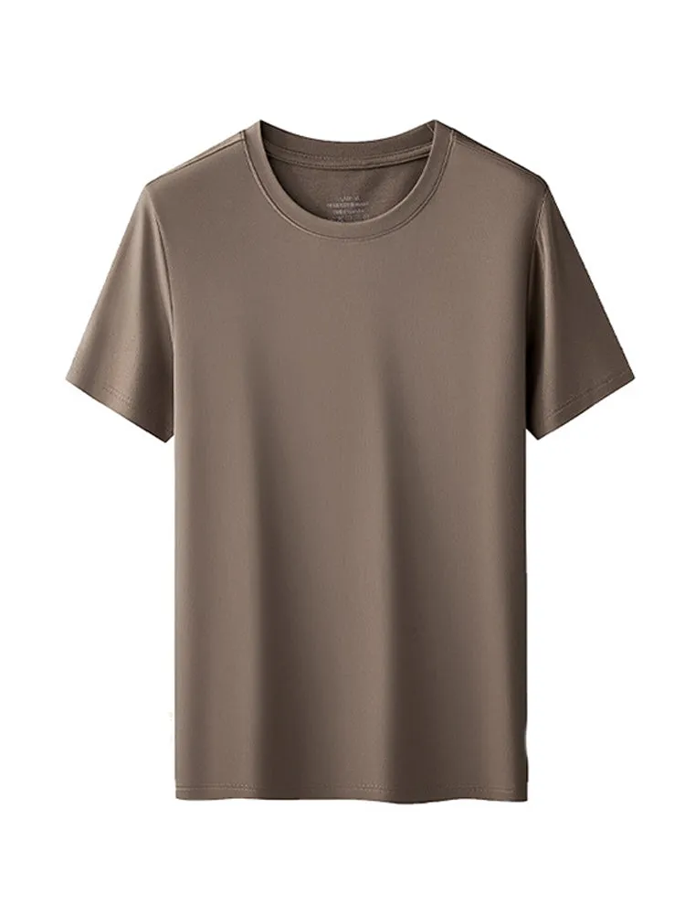 Modal Summer Short Sleeve T-Shirt Men Crew Neck Solid Color Casual Underwear Mens Clothing