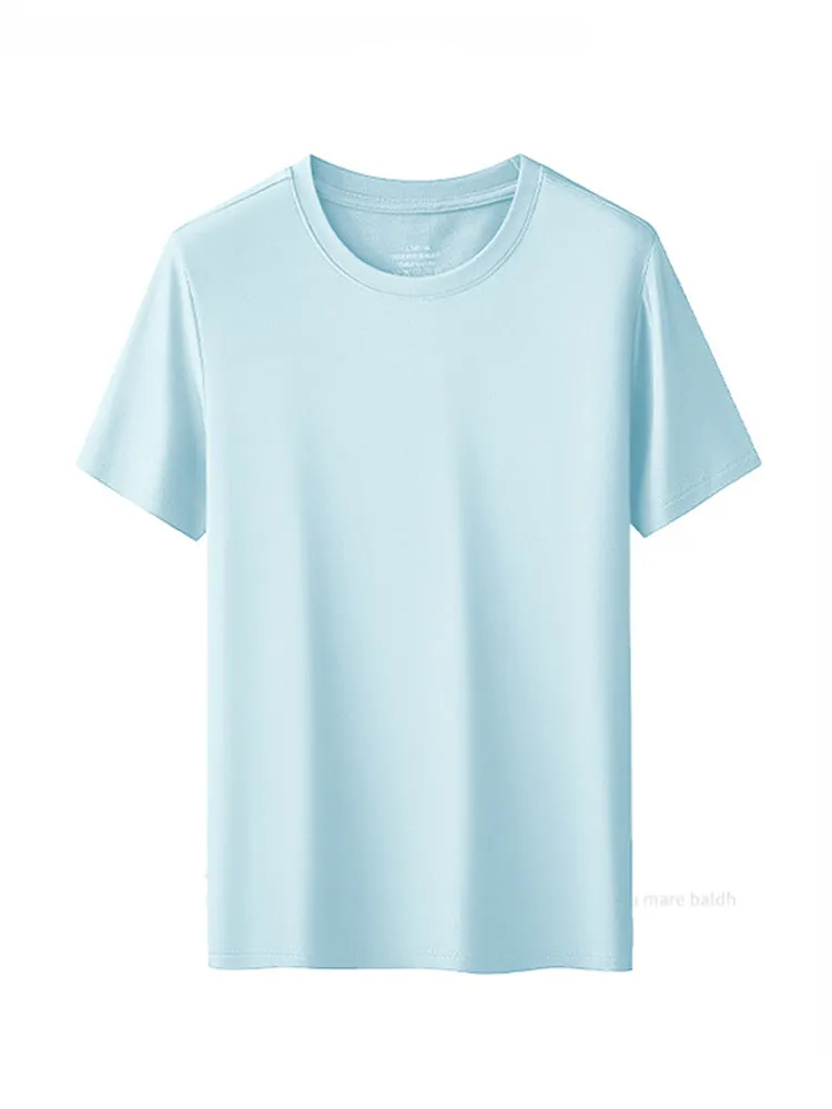 Modal Summer Short Sleeve T-Shirt Men Crew Neck Solid Color Casual Underwear Mens Clothing