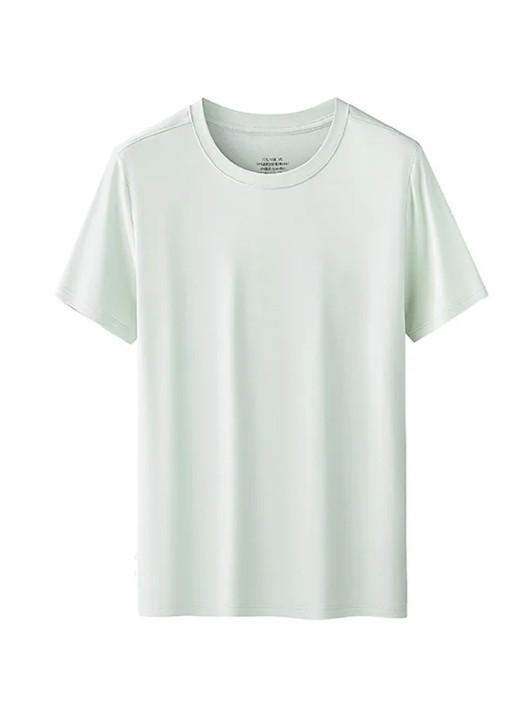Modal Summer Short Sleeve T-Shirt Men Crew Neck Solid Color Casual Underwear Mens Clothing