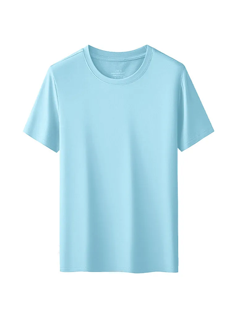 Modal Summer Short Sleeve T-Shirt Men Crew Neck Solid Color Casual Underwear Mens Clothing