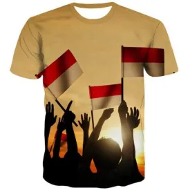 Monaco Flag T-shirt Men Monaco Tshirts Cool Character Shirt Print Harajuku T-shirts 3d Colorful Tshirts Novelty Short Sleeve