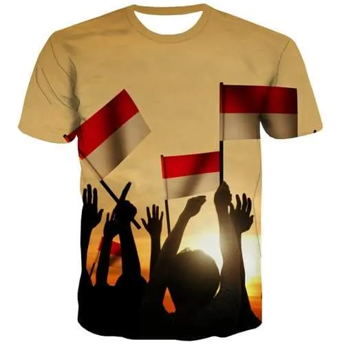 Monaco Flag T-shirt Men Monaco Tshirts Cool Character Shirt Print Harajuku T-shirts 3d Colorful Tshirts Novelty Short Sleeve