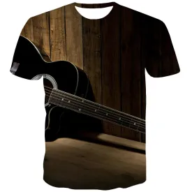 Music T-shirt Men Instrument Shirt Print Retro T-shirts Graphic Electronic Tshirts Casual