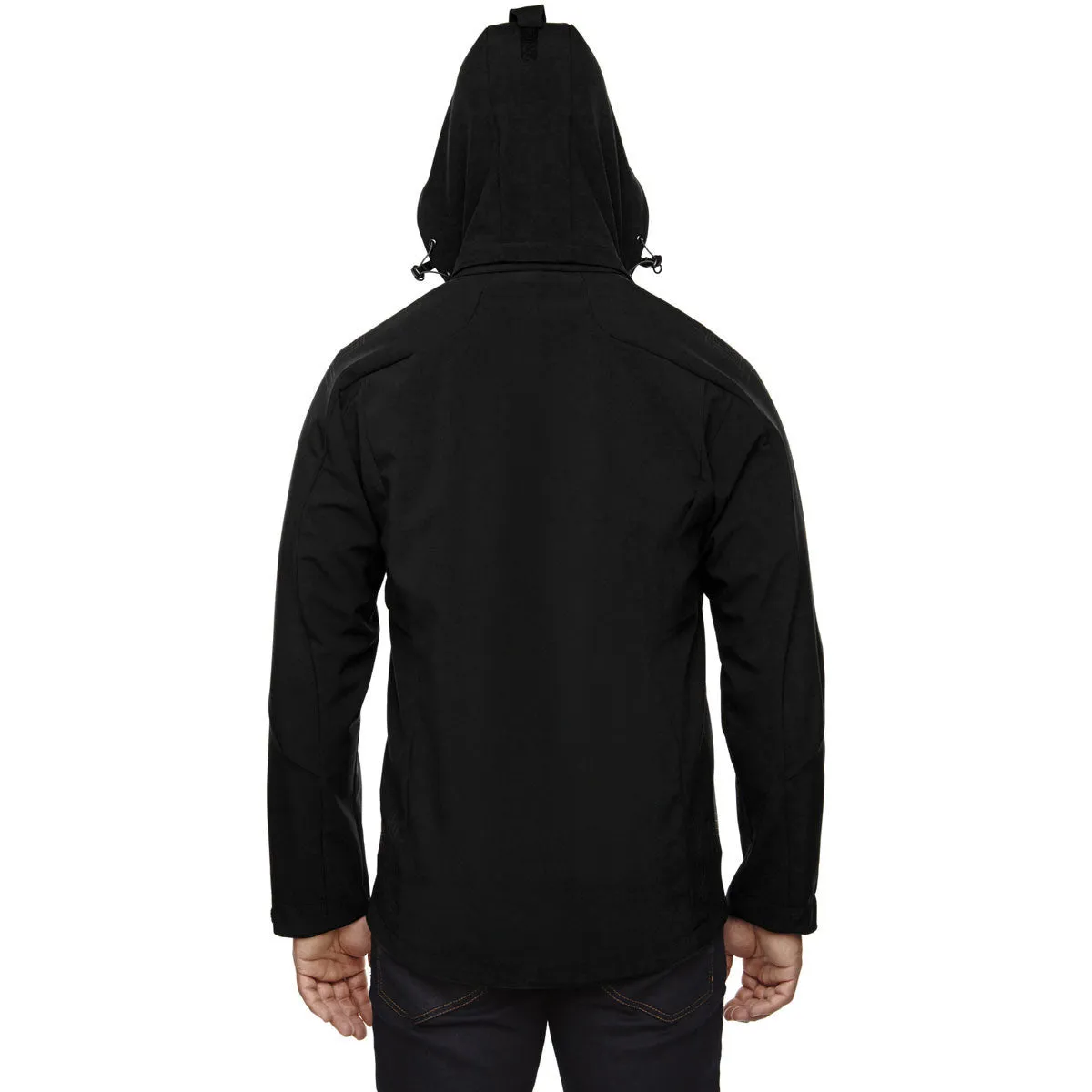 North End Men's Black Axis Soft Shell Jacket with Print Graphic Accents