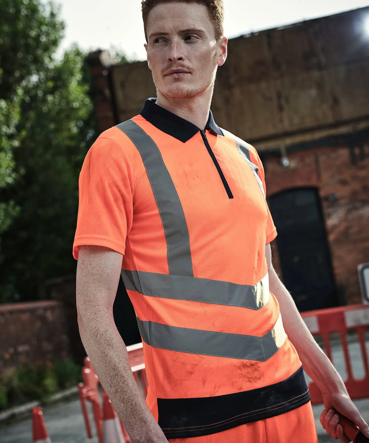 Orange/Navy - Hi-vis pro polo