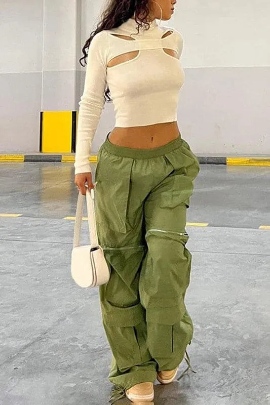 PA006 Drawstring Cargo Long Pants