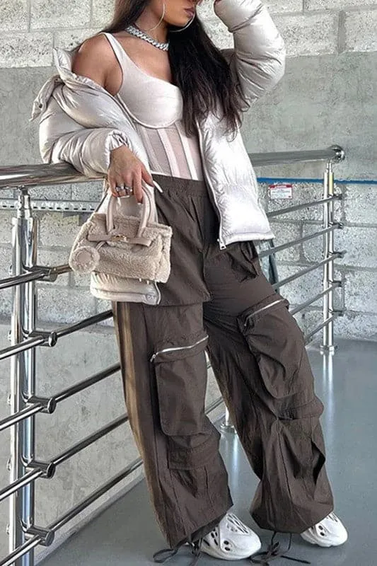 PA006 Drawstring Cargo Long Pants