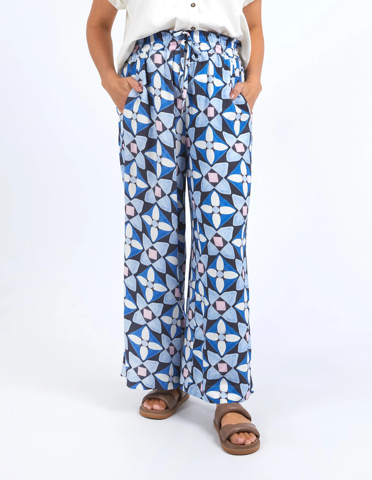 Painted Tile Pants - Navy