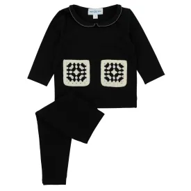 pajamas patch shirt l/s and leggings - black