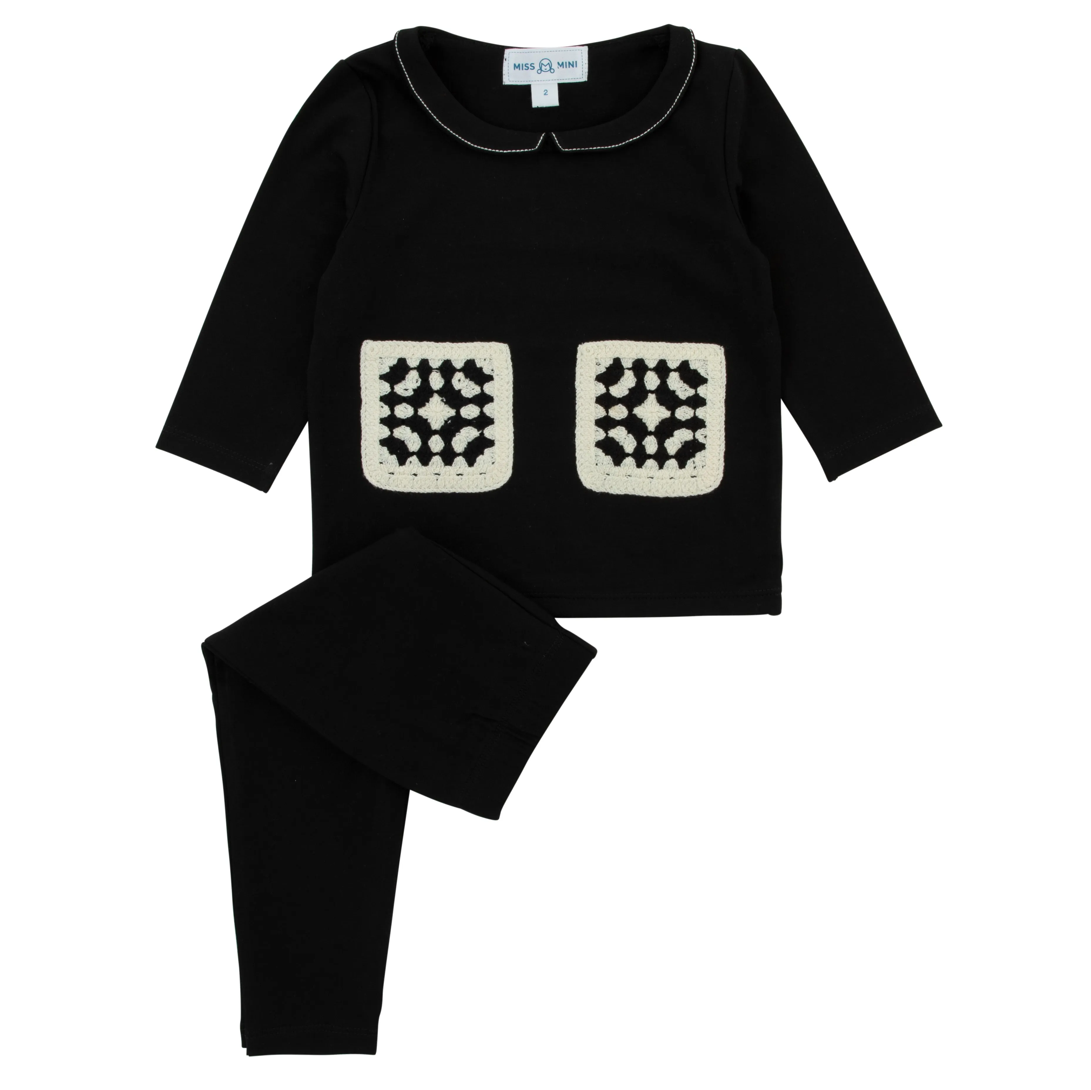 pajamas patch shirt l/s and leggings - black