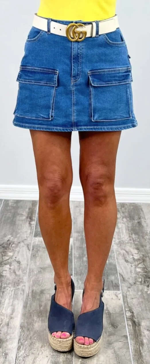 Pick Your Pockets Denim Skirt