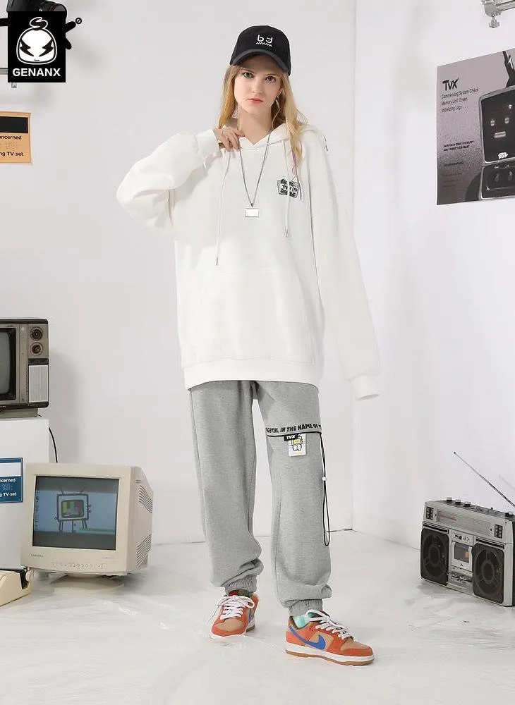 Plain Drawstring Elastic Waist Casual Pants