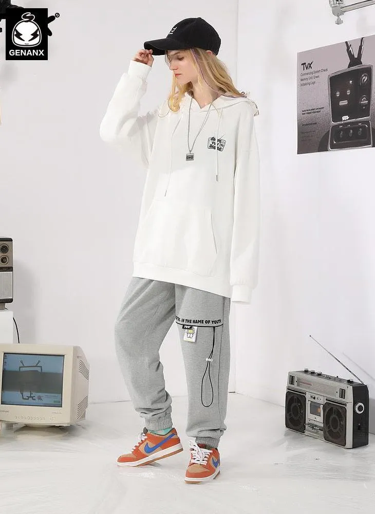 Plain Drawstring Elastic Waist Casual Pants