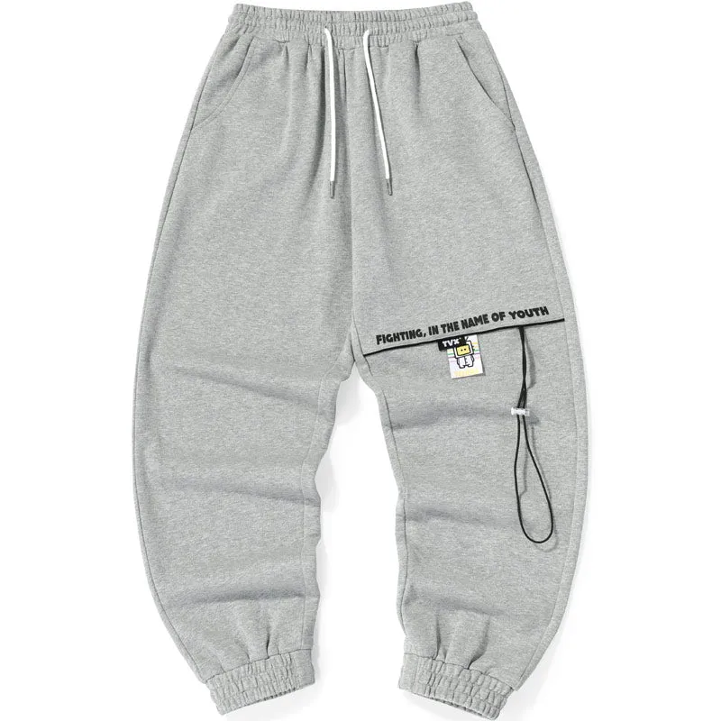 Plain Drawstring Elastic Waist Casual Pants