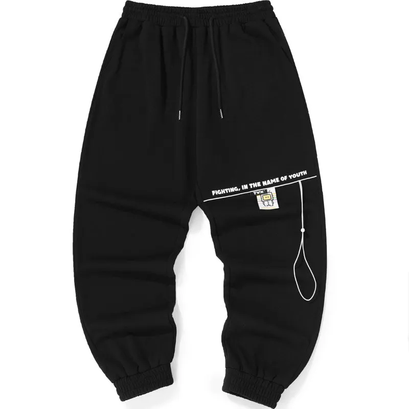 Plain Drawstring Elastic Waist Casual Pants