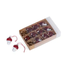 Polka Dot Mini Mushroom Glass Ornaments