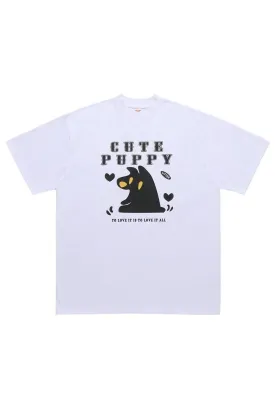Puppy slogan t-shirt monster print tee grunge top in white