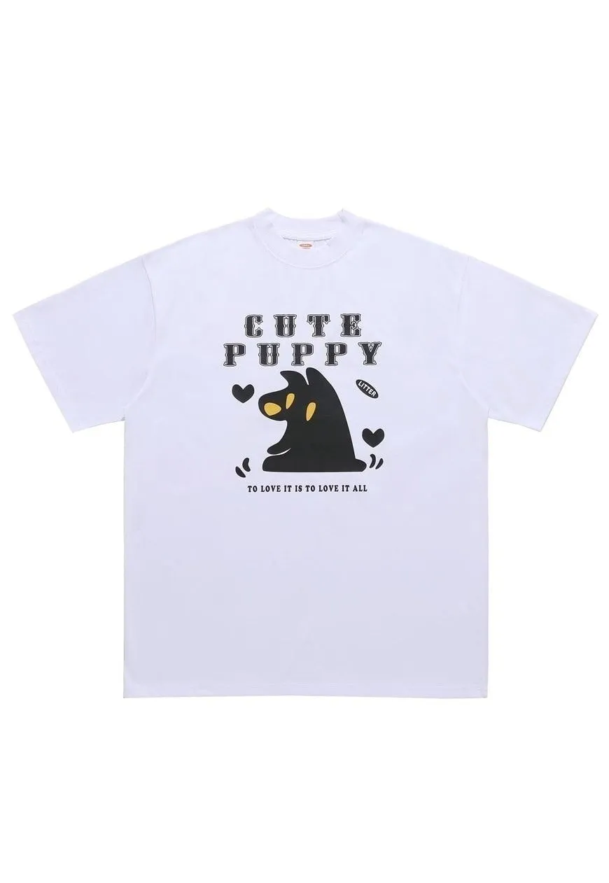 Puppy slogan t-shirt monster print tee grunge top in white