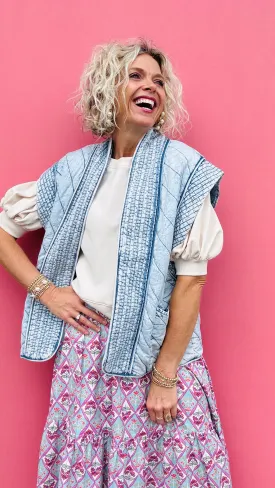 Quilted Denim Vest