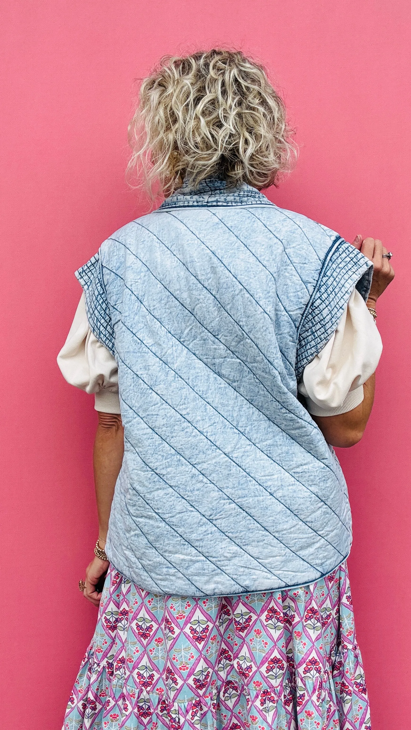 Quilted Denim Vest