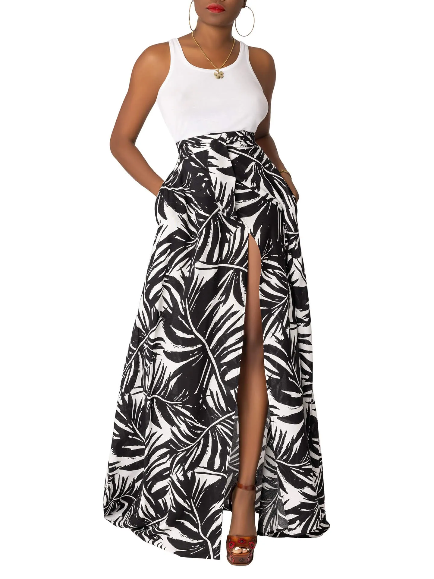 "Canary Island" Wrap Maxi Skirt