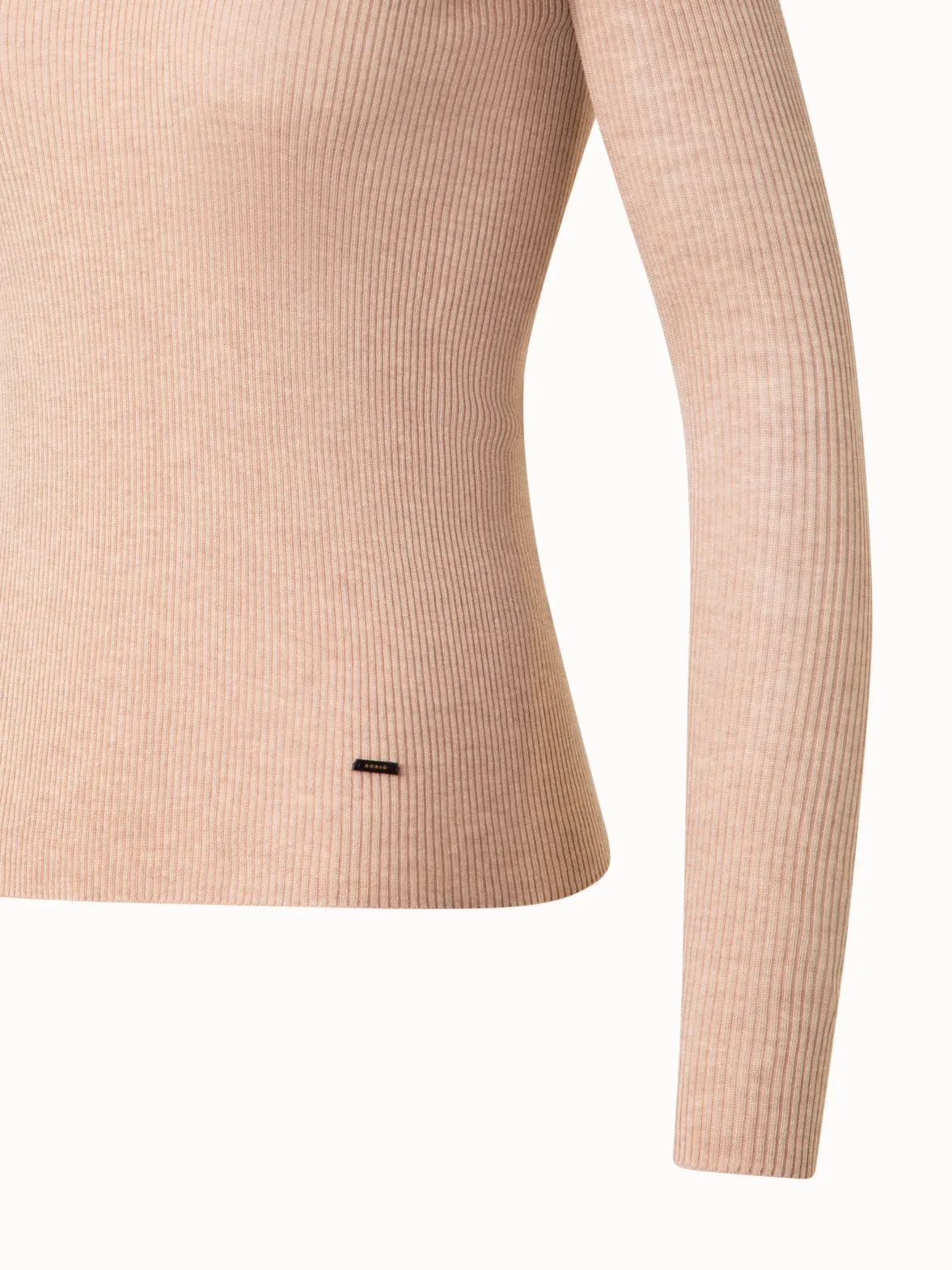 Seamless Crew Neck Sweater in Silk Cotton Rib Knit