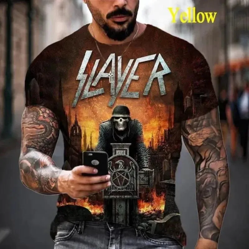 Slayer 3D Printed Men's Casual Hip Hop Crew Neck T-Shirt