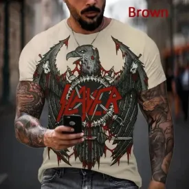 Slayer 3D Printed Men's Casual Hip Hop Crew Neck T-Shirt
