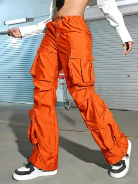 Street Style Ruched Parachute Cargo Pants