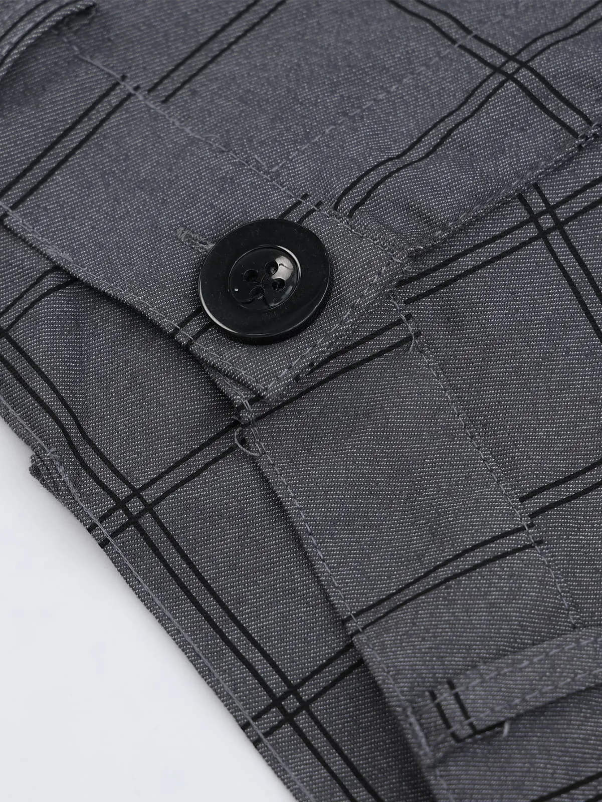 Summer Men's Slim Casual Pants Button Zipper Placket Plaid Print Solid Color Fashion Pencil Pants Business Work Casual Youth L S2701624