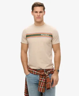 Superdry Venue Logo Stripe Relaxed T-Shirt - Lavin Beige Marl