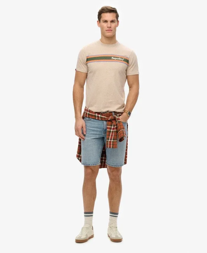 Superdry Venue Logo Stripe Relaxed T-Shirt - Lavin Beige Marl