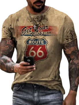 T-Shirt Homme décontracté été Vintage Route 66 tee shirt homme original