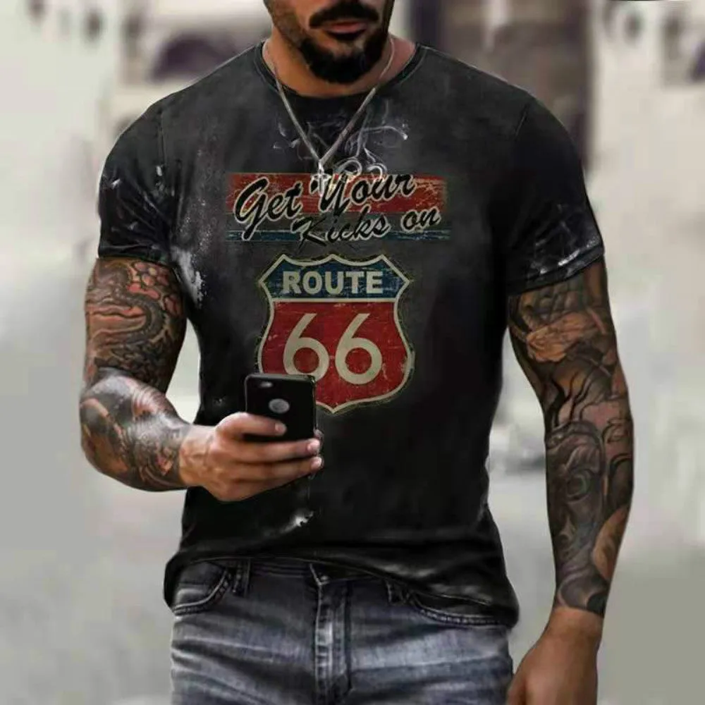 T-Shirt Homme décontracté été Vintage Route 66 tee shirt homme original