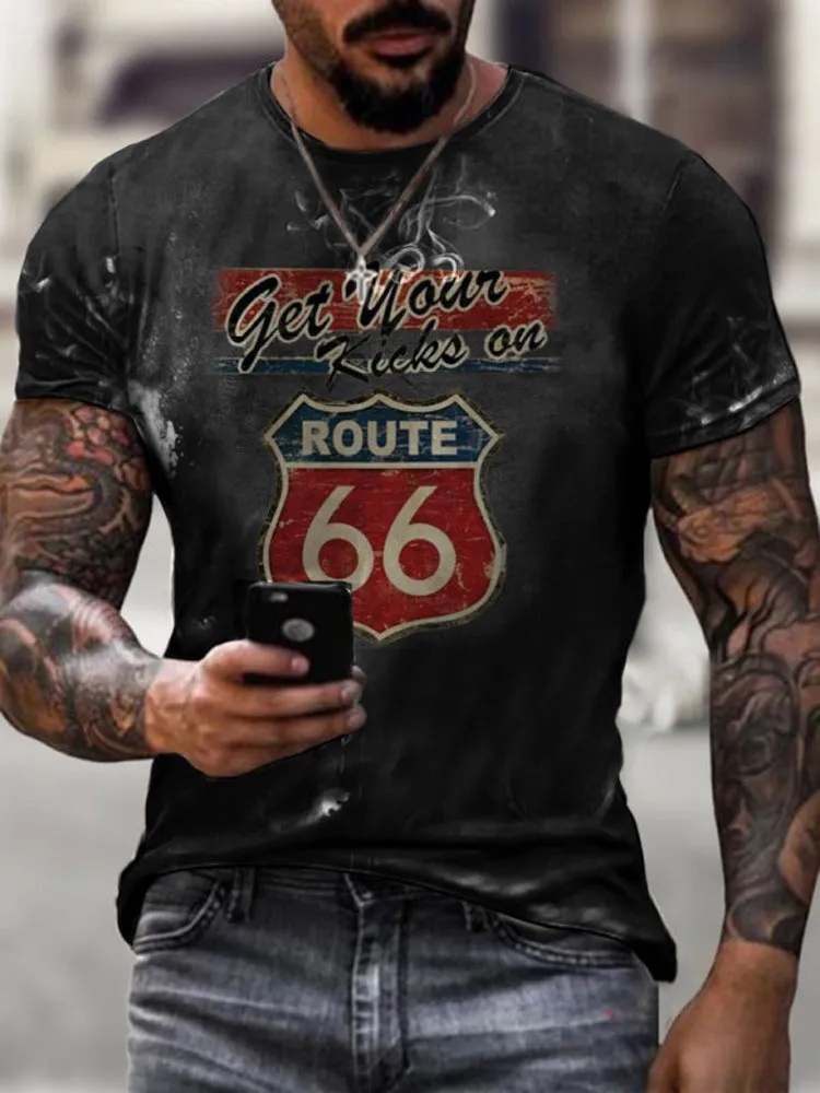T-Shirt Homme décontracté été Vintage Route 66 tee shirt homme original