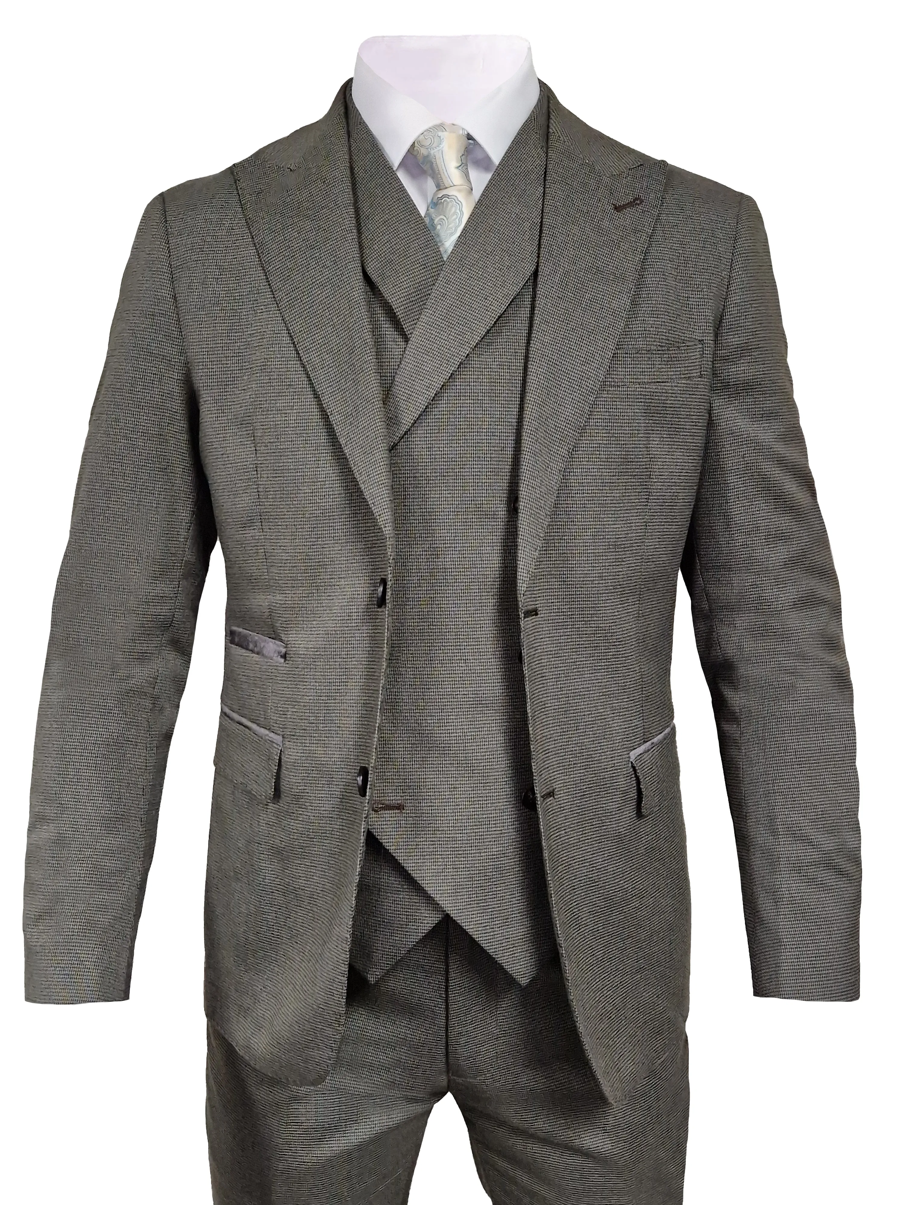 TAVERNY Salute - Three-Piece Men's Suit Army Green