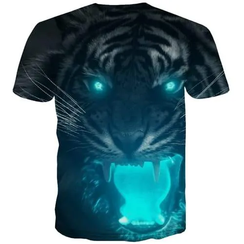 Tiger T shirts Men Cheetah T shirts Funny Animal Tshirts Cool Ferocious T-shirts 3d Halloween Tshirts Casual Short Sleeve