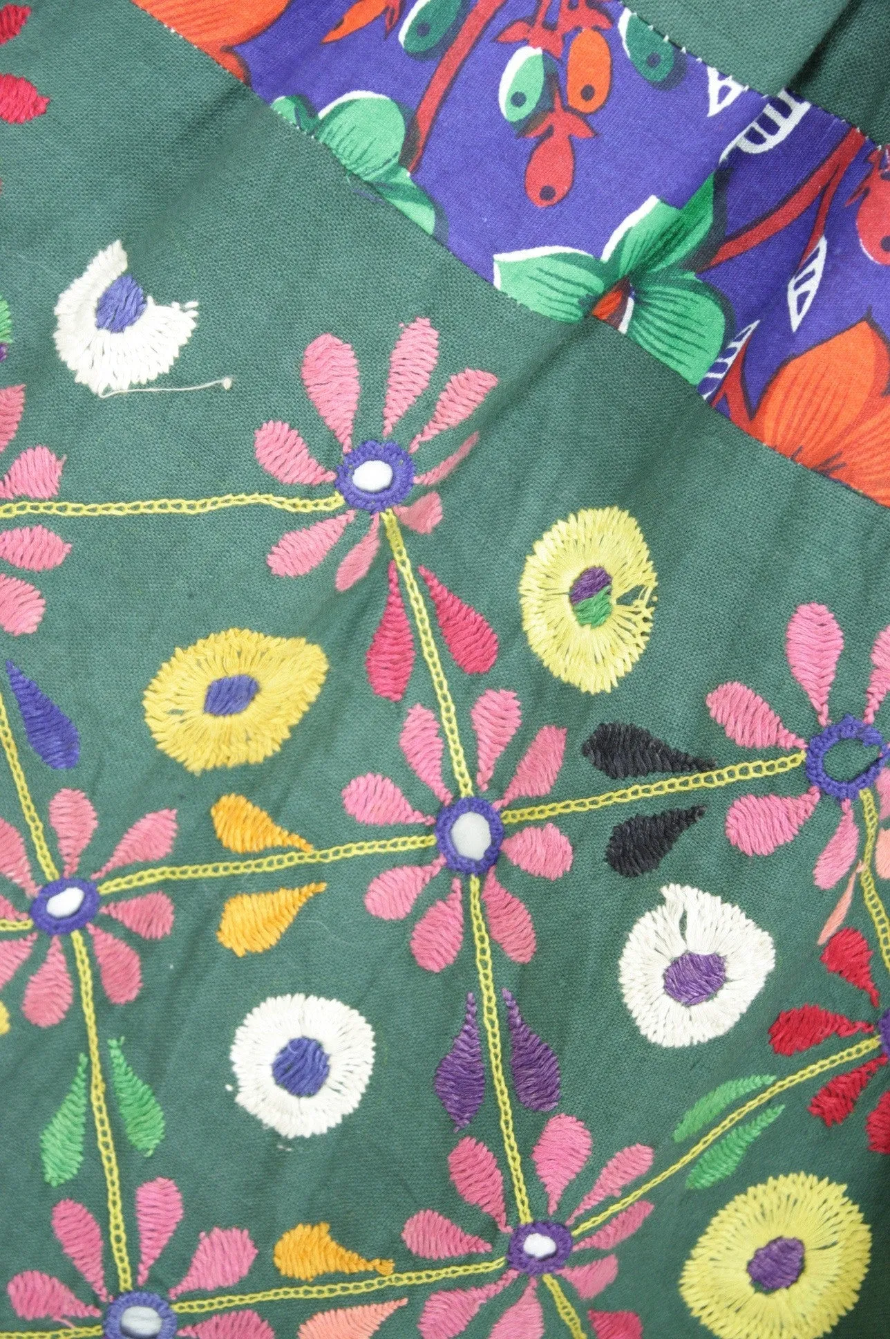 Vintage 70s Embroidered Hippie India Mirror skirt