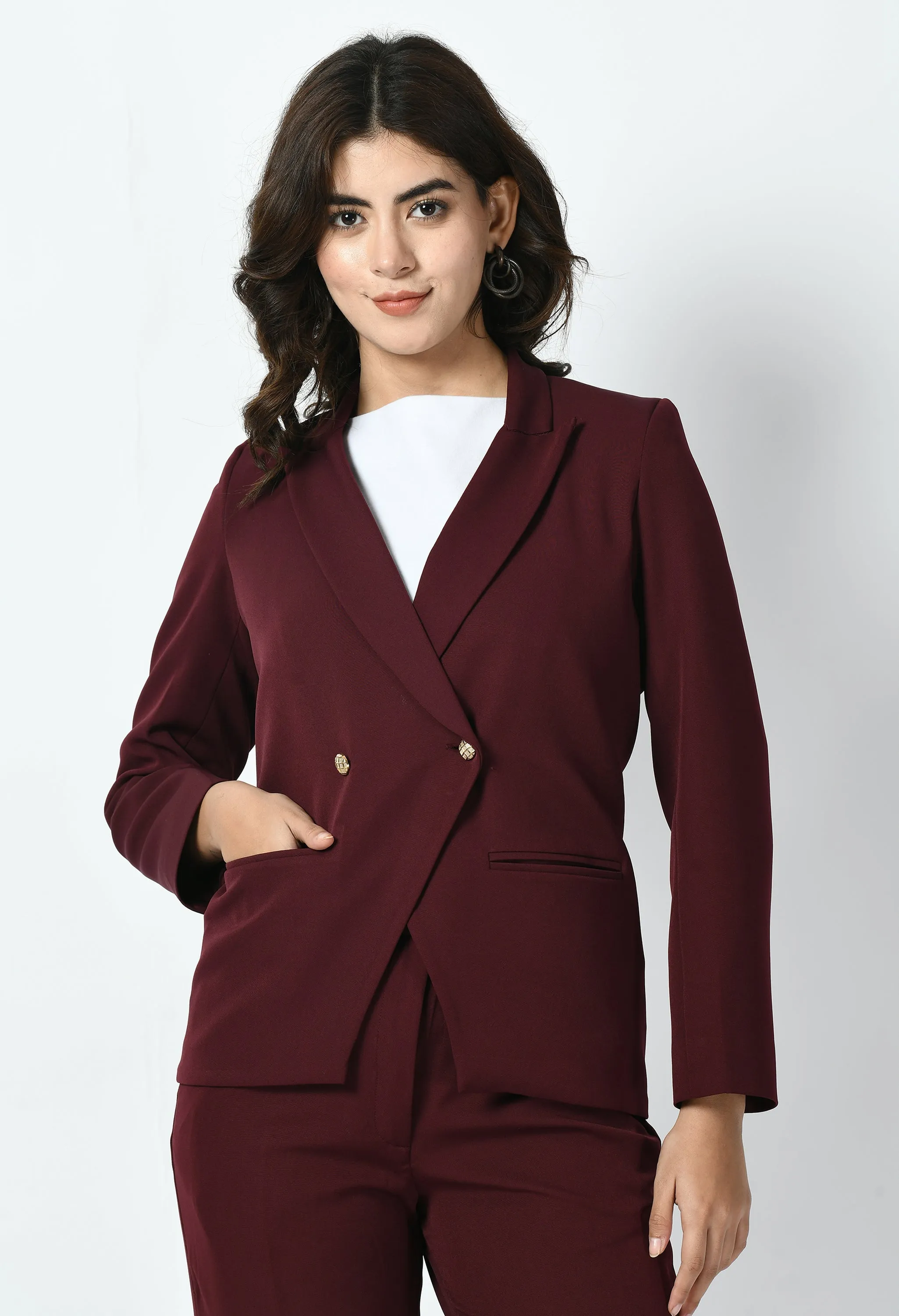 Wine Vitality Formal Blazer With Bootcut Trouser