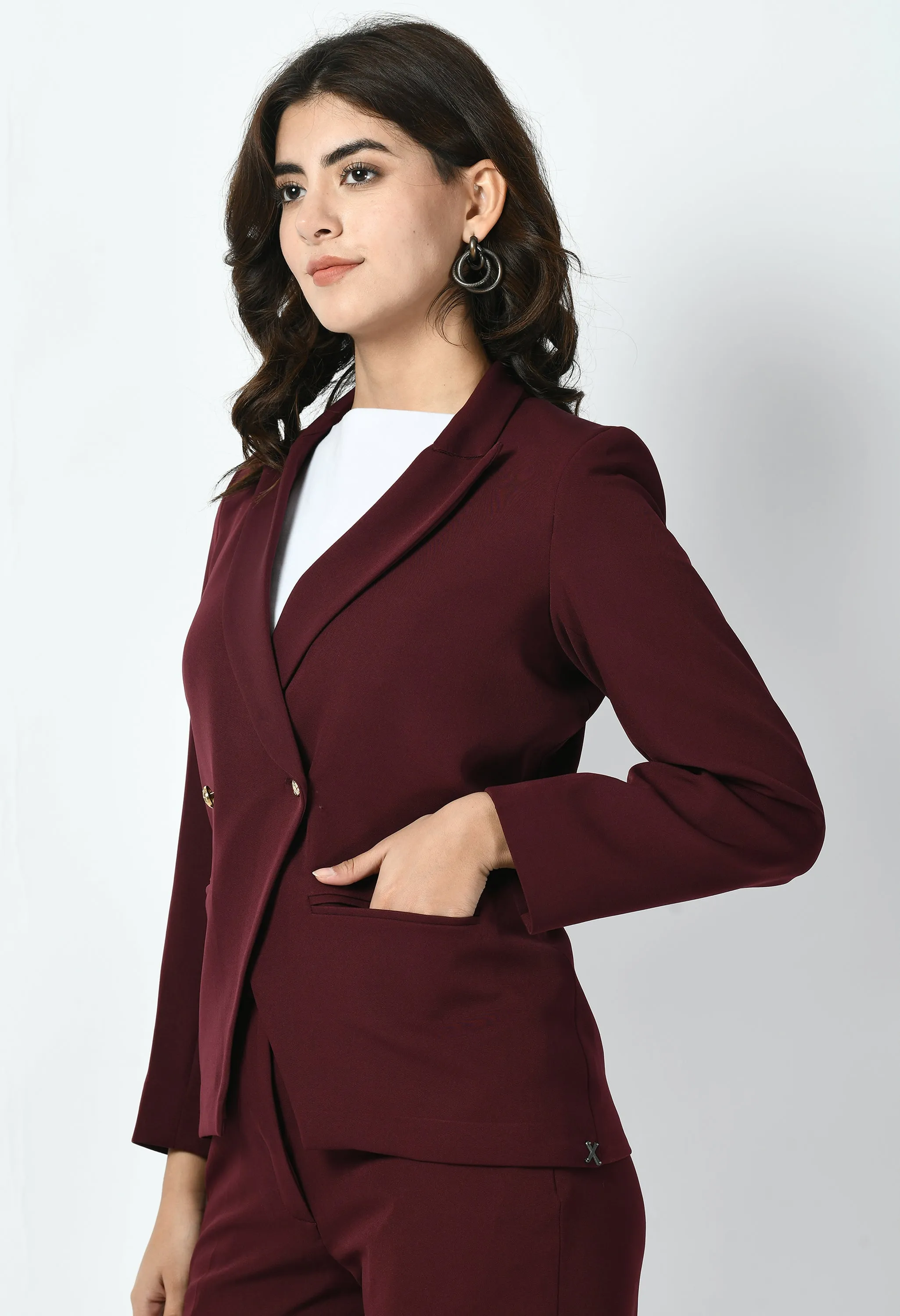 Wine Vitality Formal Blazer With Bootcut Trouser