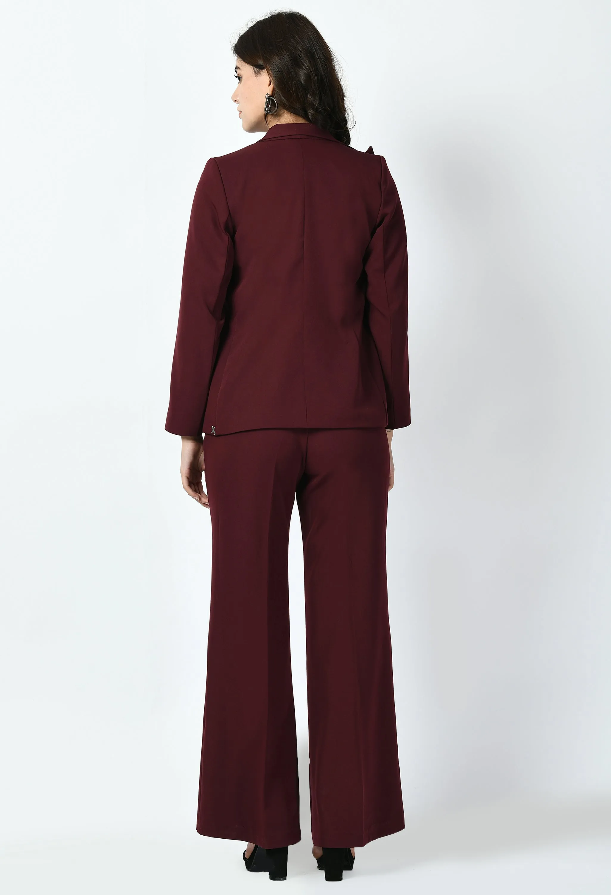 Wine Vitality Formal Blazer With Bootcut Trouser