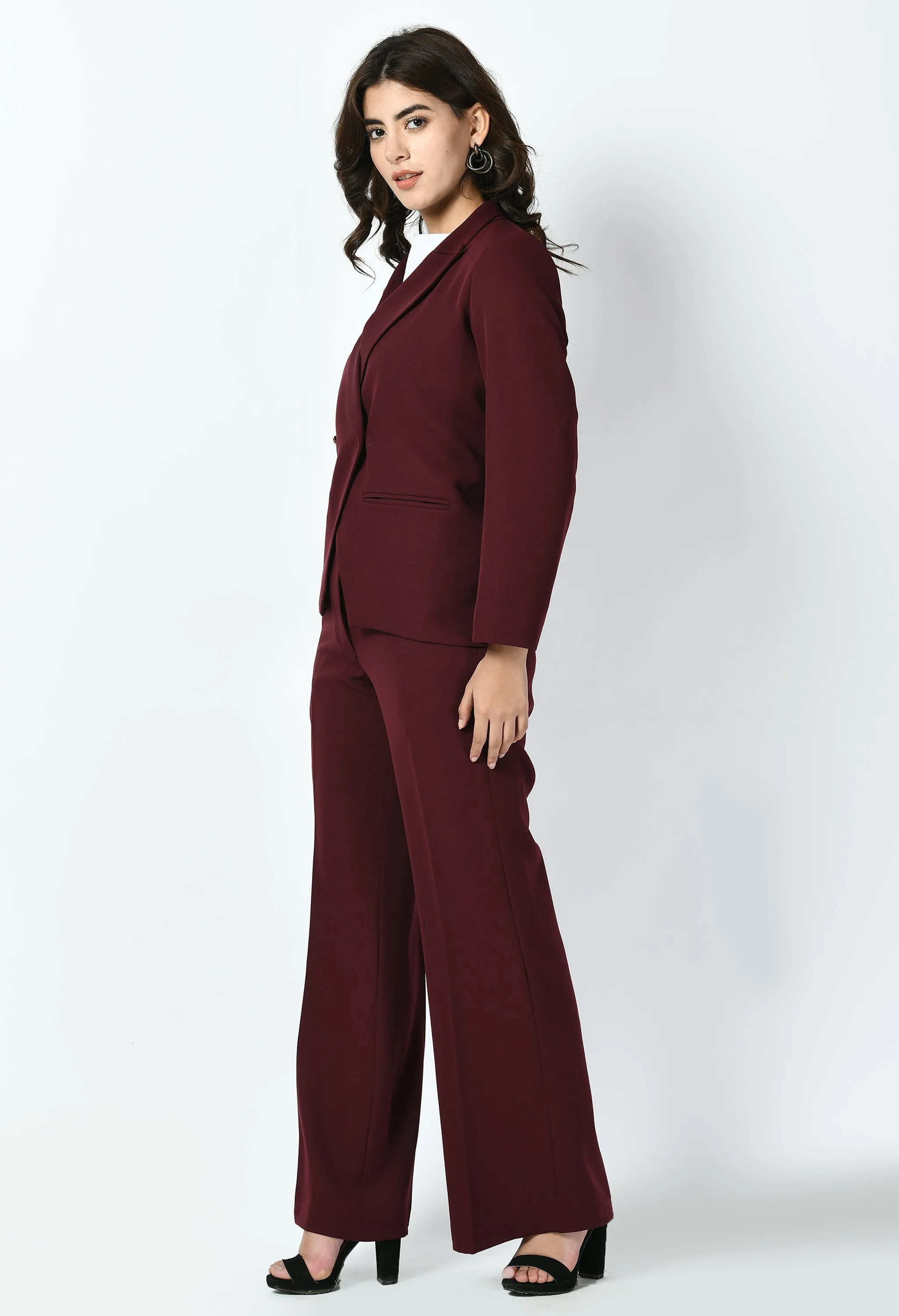 Wine Vitality Formal Blazer With Bootcut Trouser