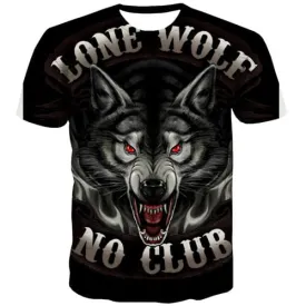 Wolf T-shirt Men Animal T-shirts 3d War Tshirts Cool Black Shirt Print Blood Tshirts Casual Short Sleeve Fashion Men Digital