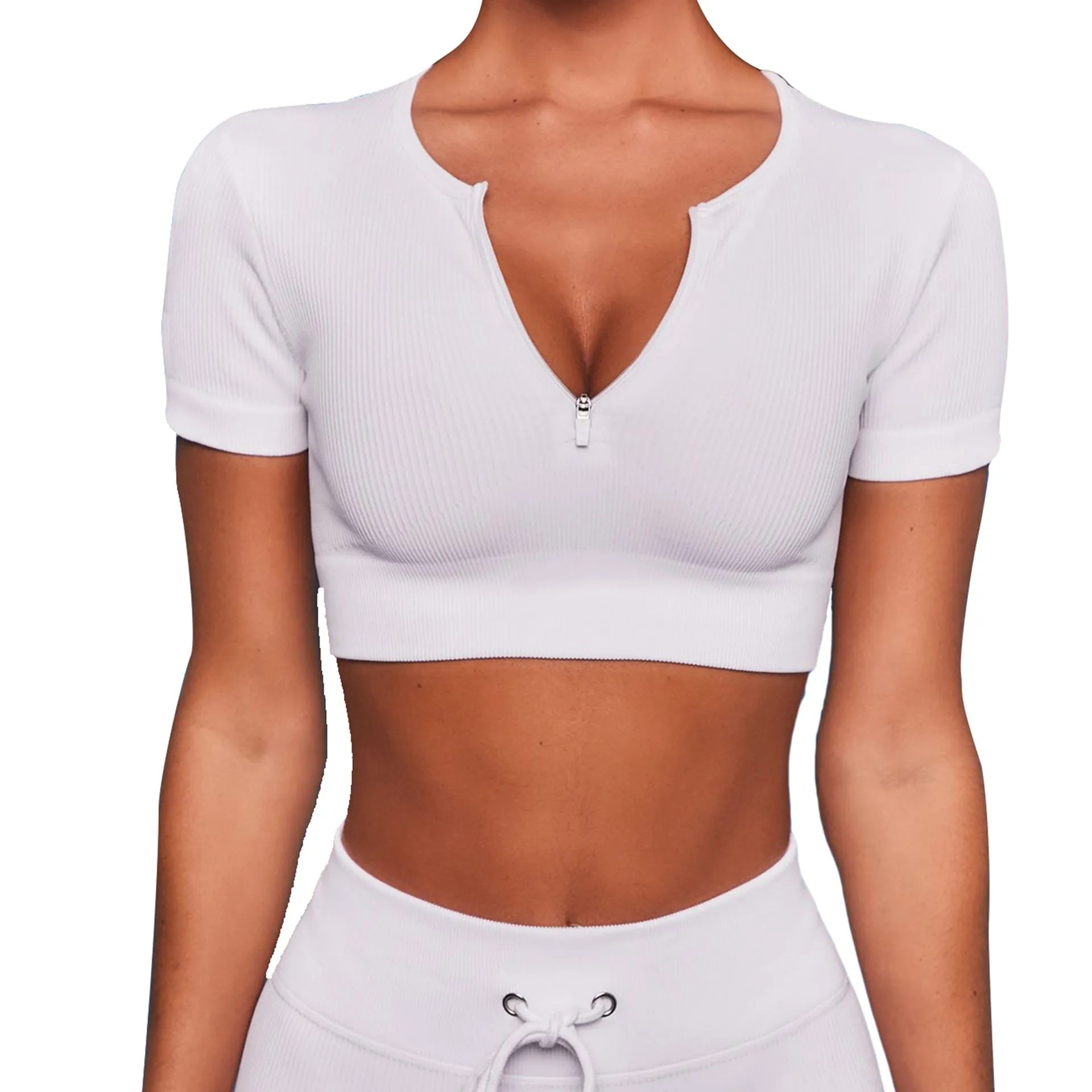 Women Seamless Sports Bra Top Quick Drying Zipper Short Tights