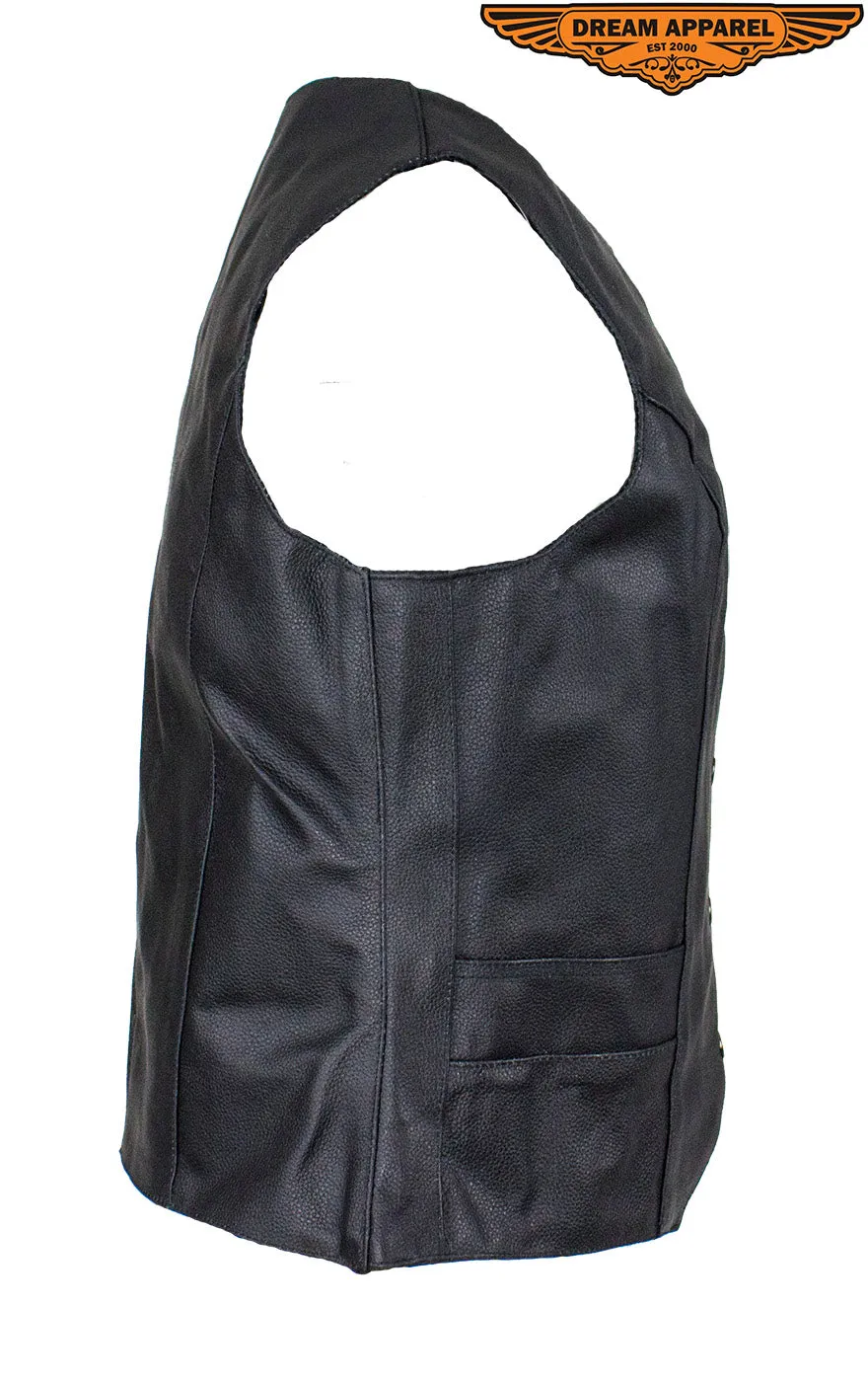 Women's Black Concealed Gun Pocket Vest W/ Side Laces