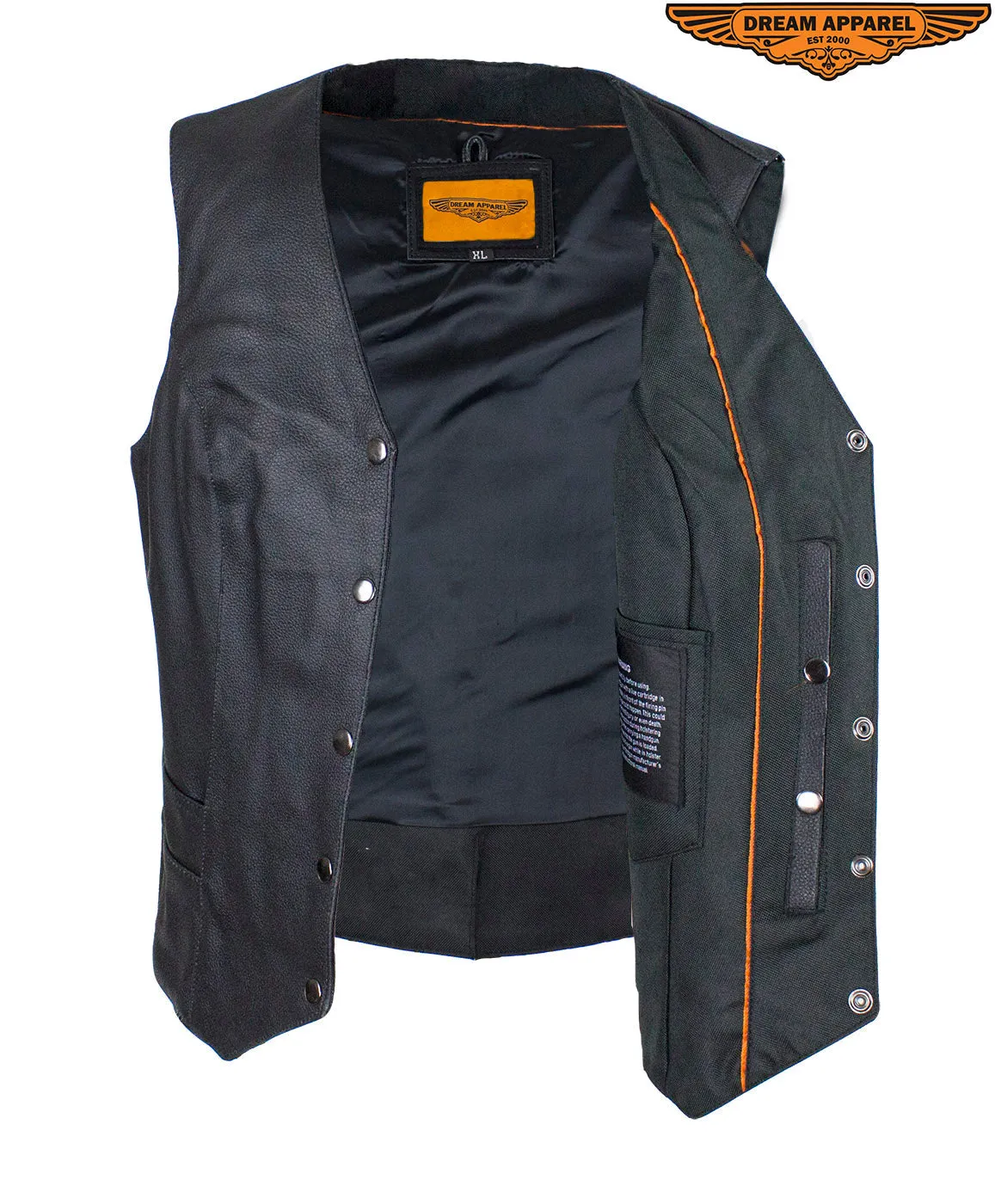 Women's Black Concealed Gun Pocket Vest W/ Side Laces