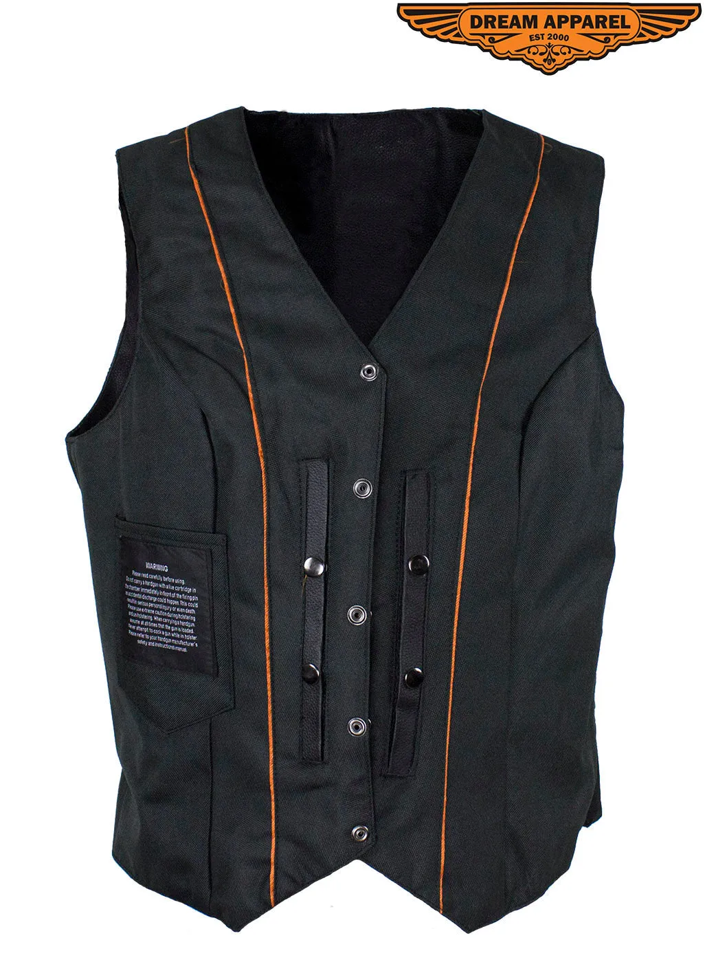 Women's Black Concealed Gun Pocket Vest W/ Side Laces