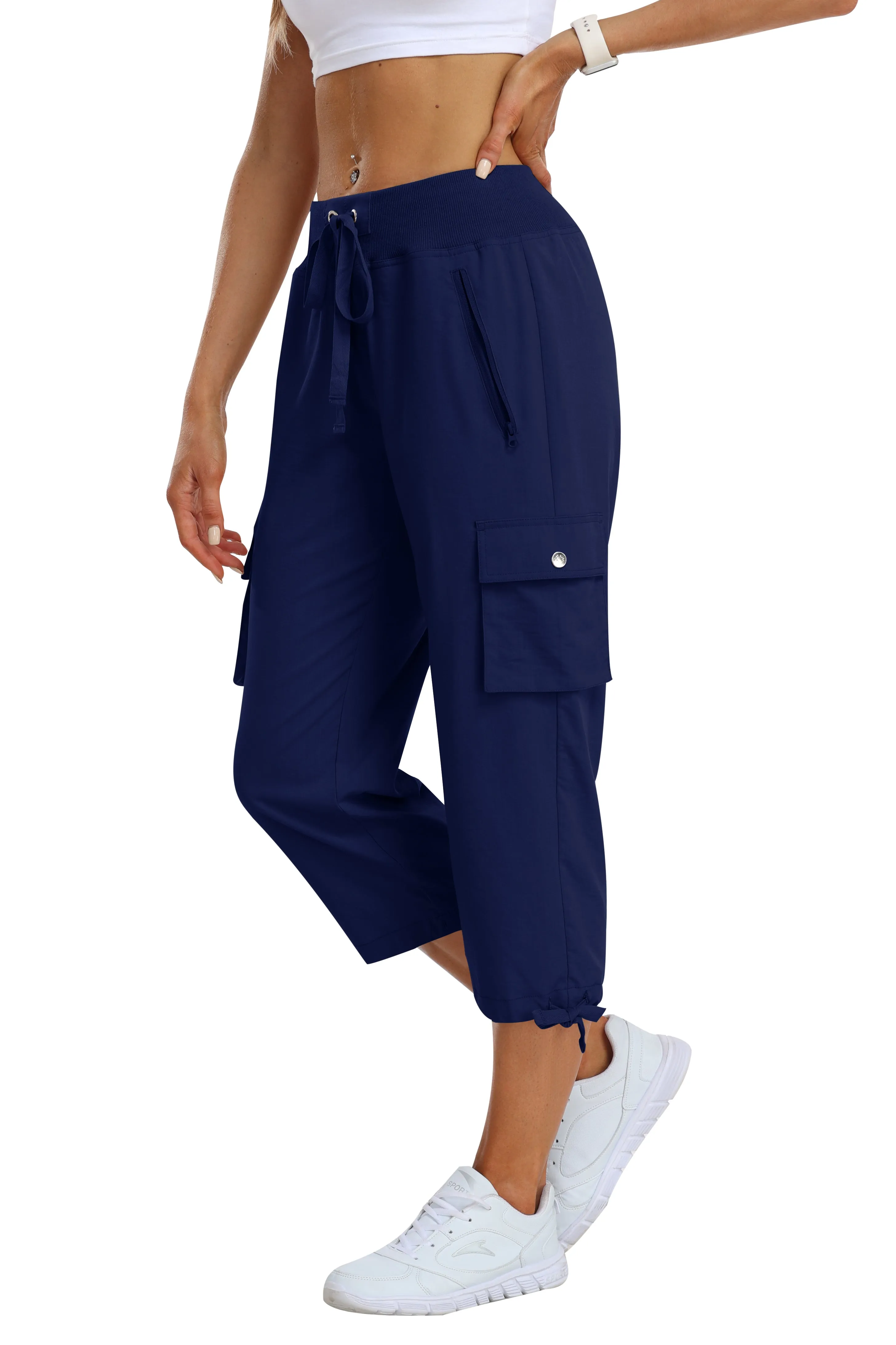 Women's loose casual quick drying travel cargo capri pants